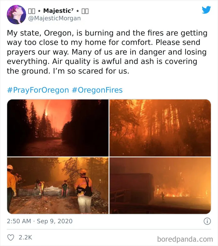 La gente comparte imágenes del infierno que está teniendo lugar en la Costa Oeste de EEUU (40 fotos)