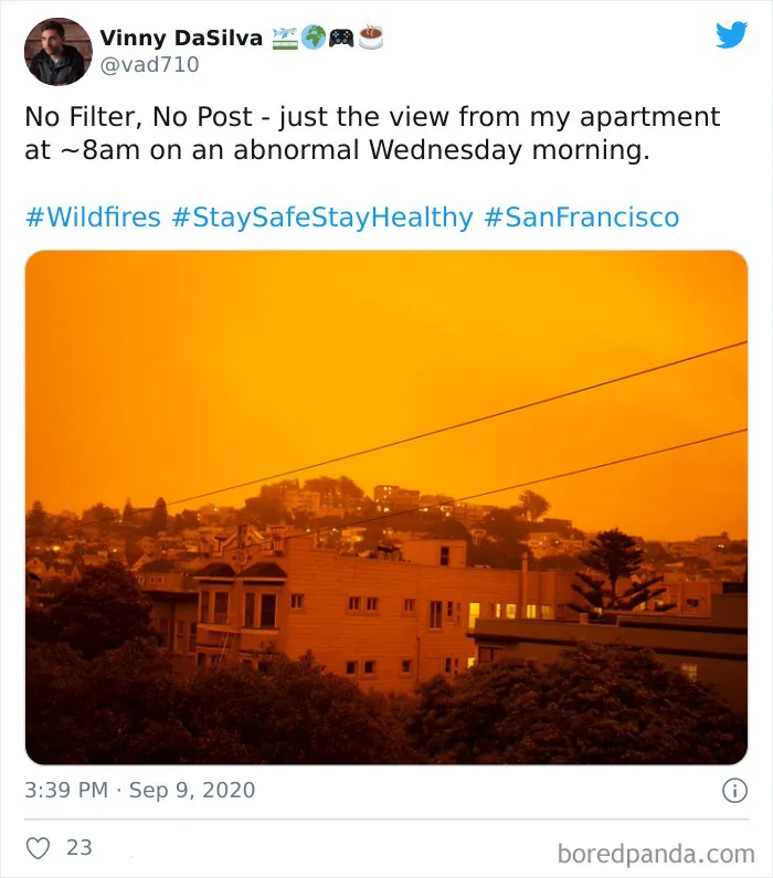 La gente comparte imágenes del infierno que está teniendo lugar en la Costa Oeste de EEUU (40 fotos)