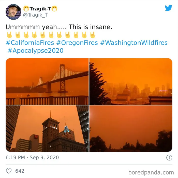 La gente comparte imágenes del infierno que está teniendo lugar en la Costa Oeste de EEUU (40 fotos)