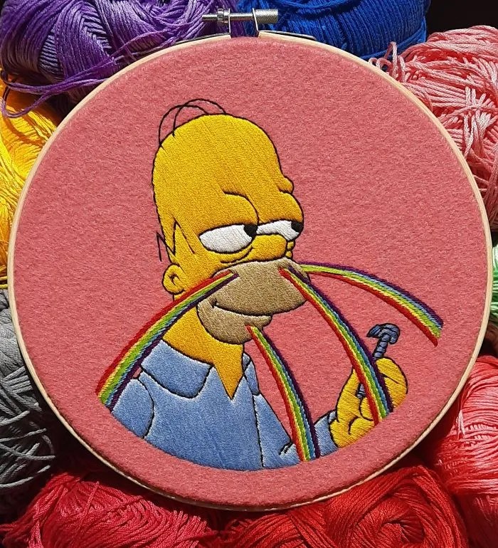 I Recreate My Favorite Scenes From The Simpsons With Embroidery (64 Pics)