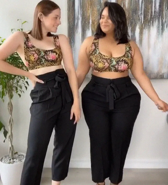 2 Amigas muestran cómo les queda la misma ropa en sus distintos tipos de cuerpo (33 fotos nuevas)