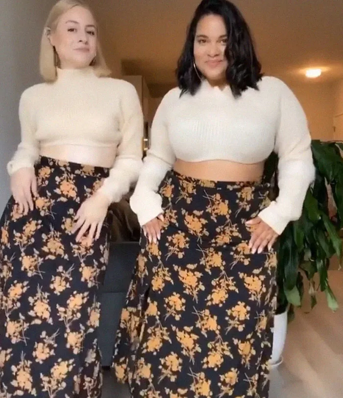 2 Amigas muestran cómo les queda la misma ropa en sus distintos tipos de cuerpo (33 fotos nuevas)