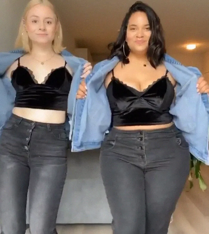 2 Amigas muestran cómo les queda la misma ropa en sus distintos tipos de cuerpo (33 fotos nuevas)