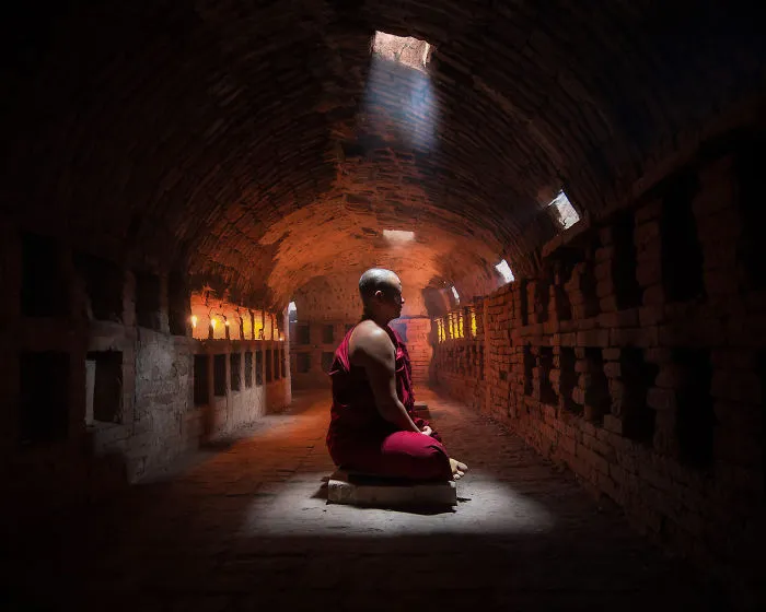 A Master Monk Finds Peace In An Ancient Meditating Chamber