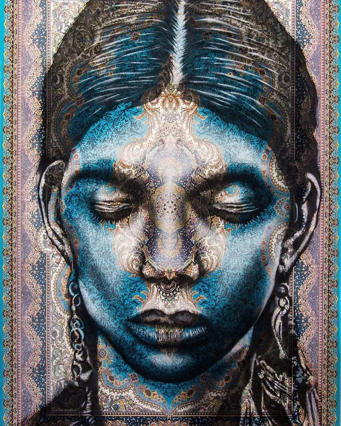 I Use Traditional Persian Rugs As Canvas To Spray-Paint Female Portraits (61 Pics)