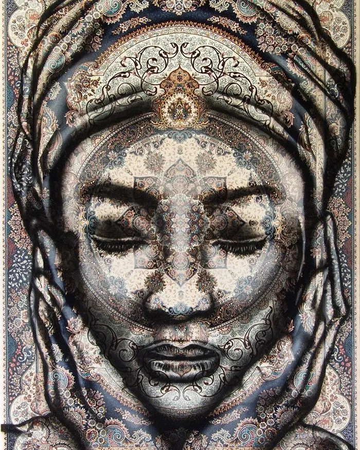 I Use Traditional Persian Rugs As Canvas To Spray-Paint Female Portraits (61 Pics)