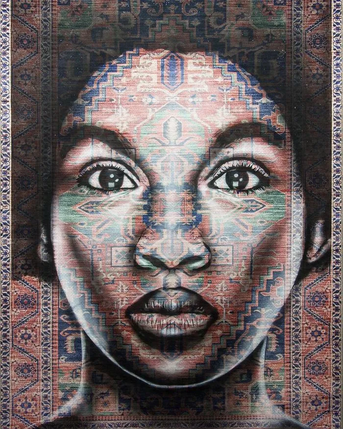 I Use Traditional Persian Rugs As Canvas To Spray-Paint Female Portraits (61 Pics)