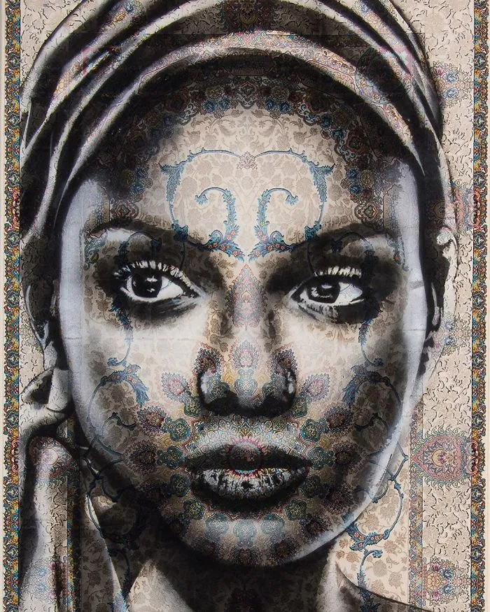 I Use Traditional Persian Rugs As Canvas To Spray-Paint Female Portraits (61 Pics)