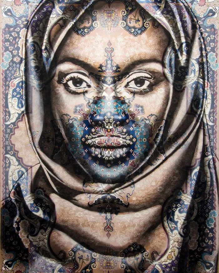 I Use Traditional Persian Rugs As Canvas To Spray-Paint Female Portraits (61 Pics)