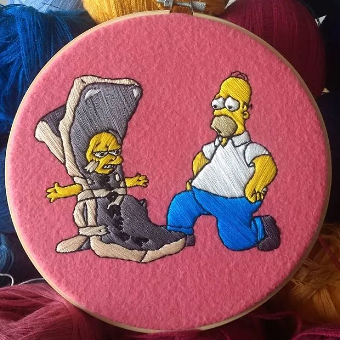 I Recreate My Favorite Scenes From The Simpsons With Embroidery (64 Pics)