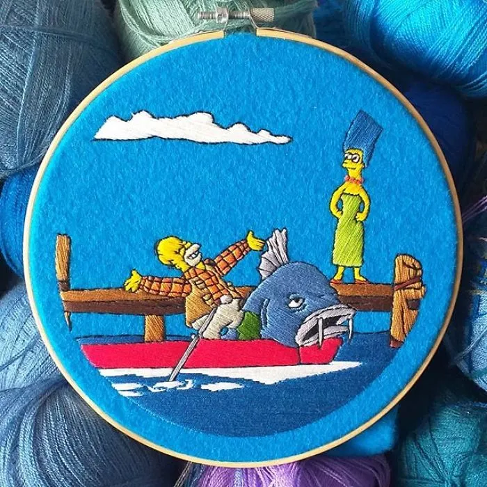 I Recreate My Favorite Scenes From The Simpsons With Embroidery (64 Pics)