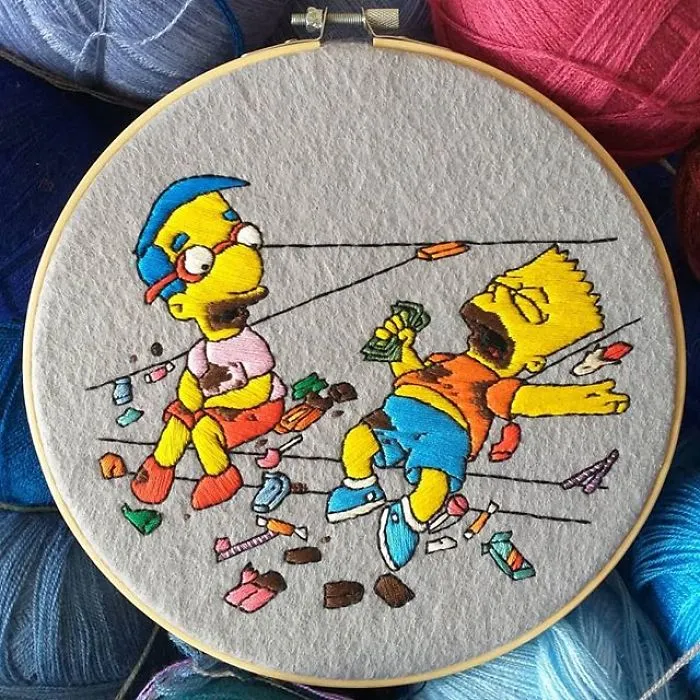 I Recreate My Favorite Scenes From The Simpsons With Embroidery (64 Pics)