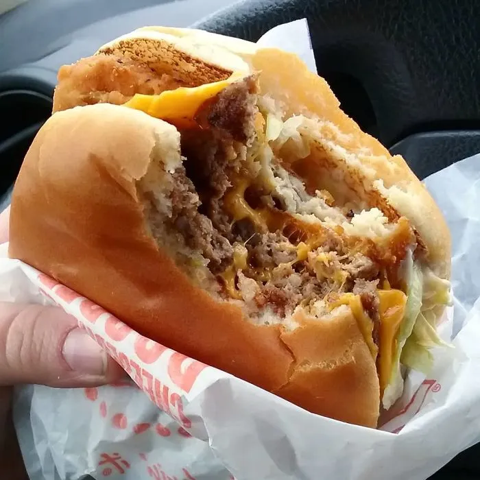 A Double Cheeseburger, Mcchicken With Mack Sauce, Remove Bottom Buns, And Smush Together. Extra Cheese Optional