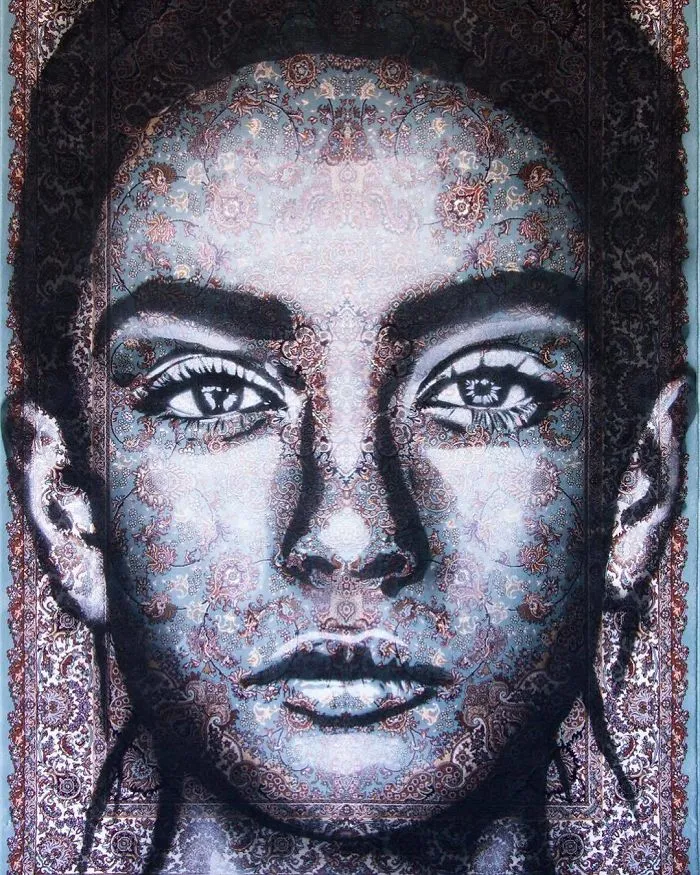 I Use Traditional Persian Rugs As Canvas To Spray-Paint Female Portraits (61 Pics)