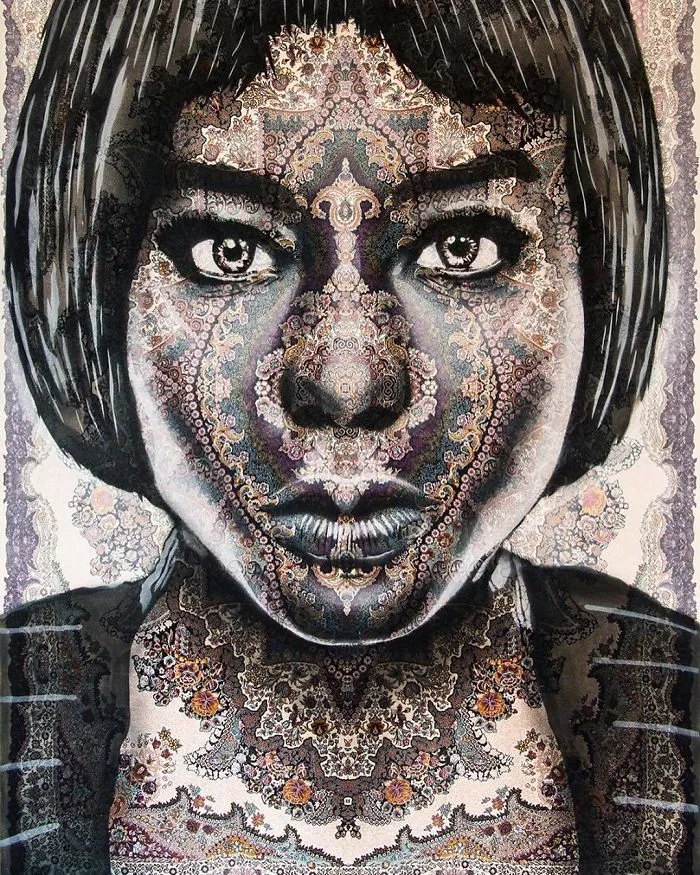 I Use Traditional Persian Rugs As Canvas To Spray-Paint Female Portraits (61 Pics)