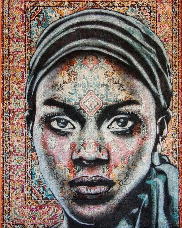 I Use Traditional Persian Rugs As Canvas To Spray-Paint Female Portraits (61 Pics)
