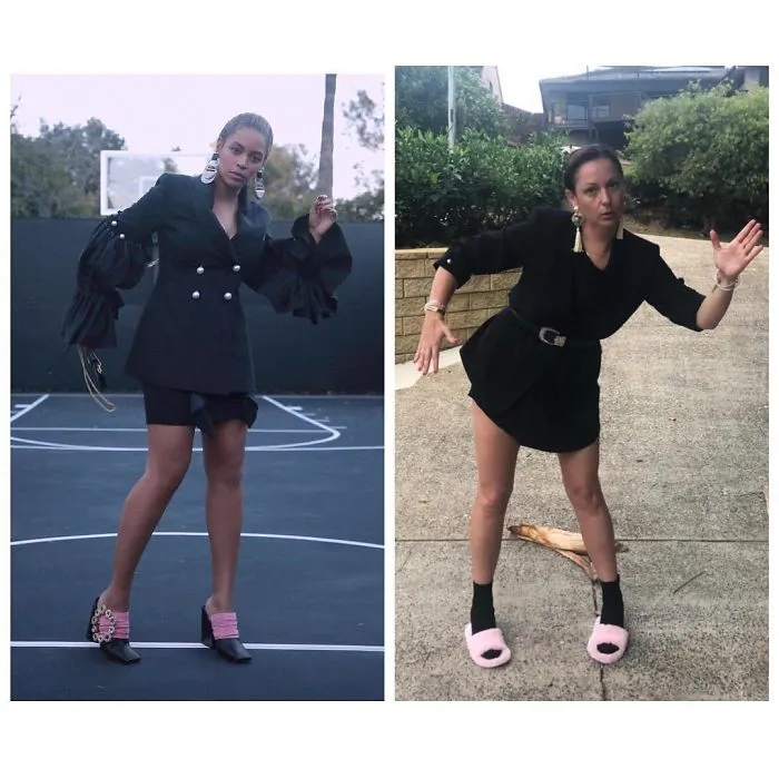 Woman Continues To Hilariously Recreate Celebrity Instagram Photos, And The Result Is Better Than The Original (New Pics)