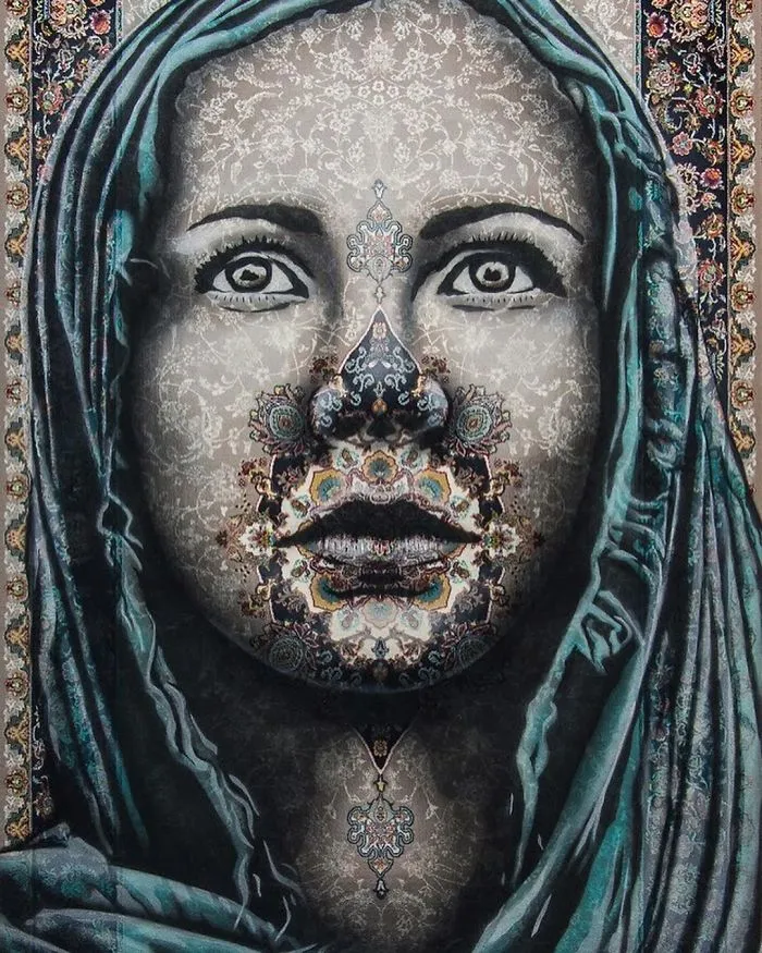 I Use Traditional Persian Rugs As Canvas To Spray-Paint Female Portraits (61 Pics)