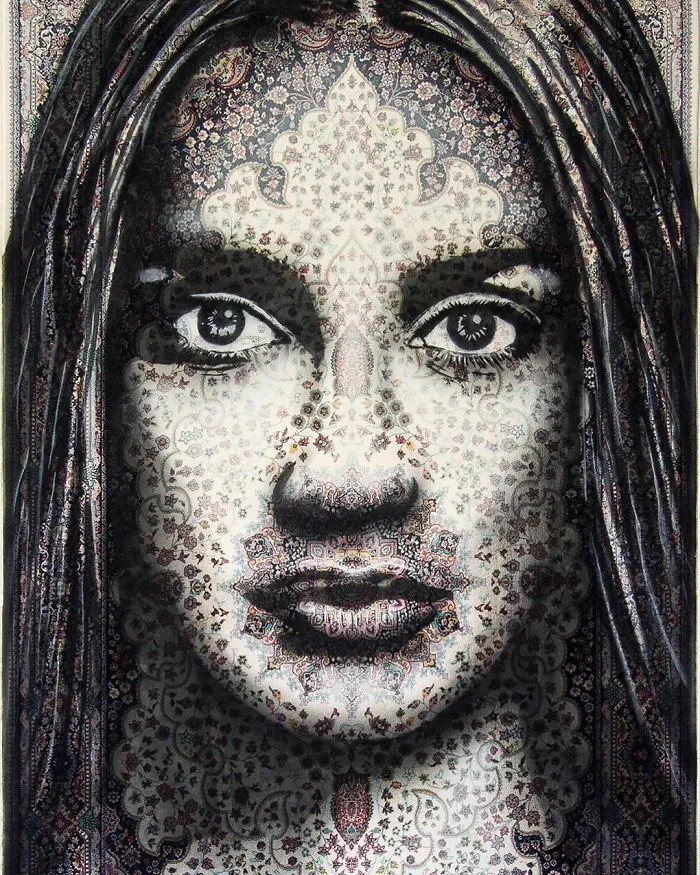 I Use Traditional Persian Rugs As Canvas To Spray-Paint Female Portraits (61 Pics)