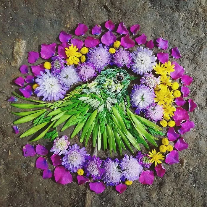 Artist Uses Leaves And Flowers To Create Mesmerizing Bird Portraits (30 Pics)