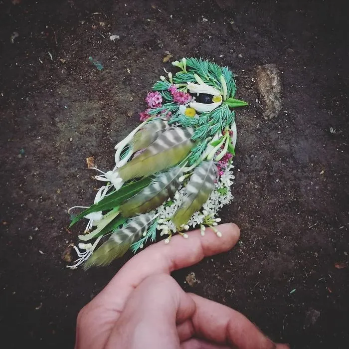 Artist Uses Leaves And Flowers To Create Mesmerizing Bird Portraits (30 Pics)