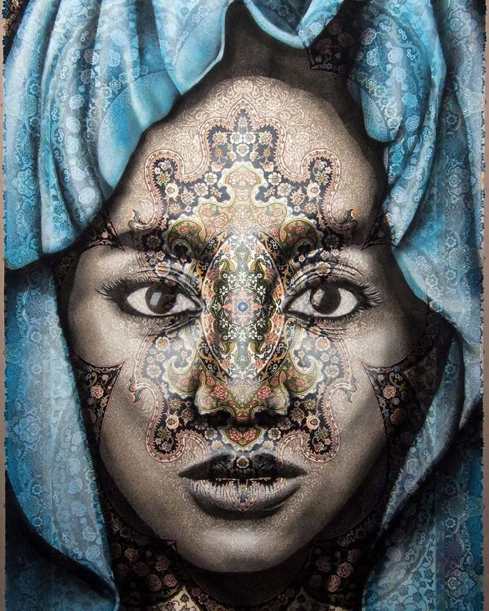 I Use Traditional Persian Rugs As Canvas To Spray-Paint Female Portraits (61 Pics)