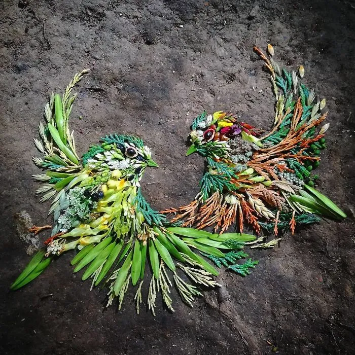 Artist Uses Leaves And Flowers To Create Mesmerizing Bird Portraits (30 Pics)