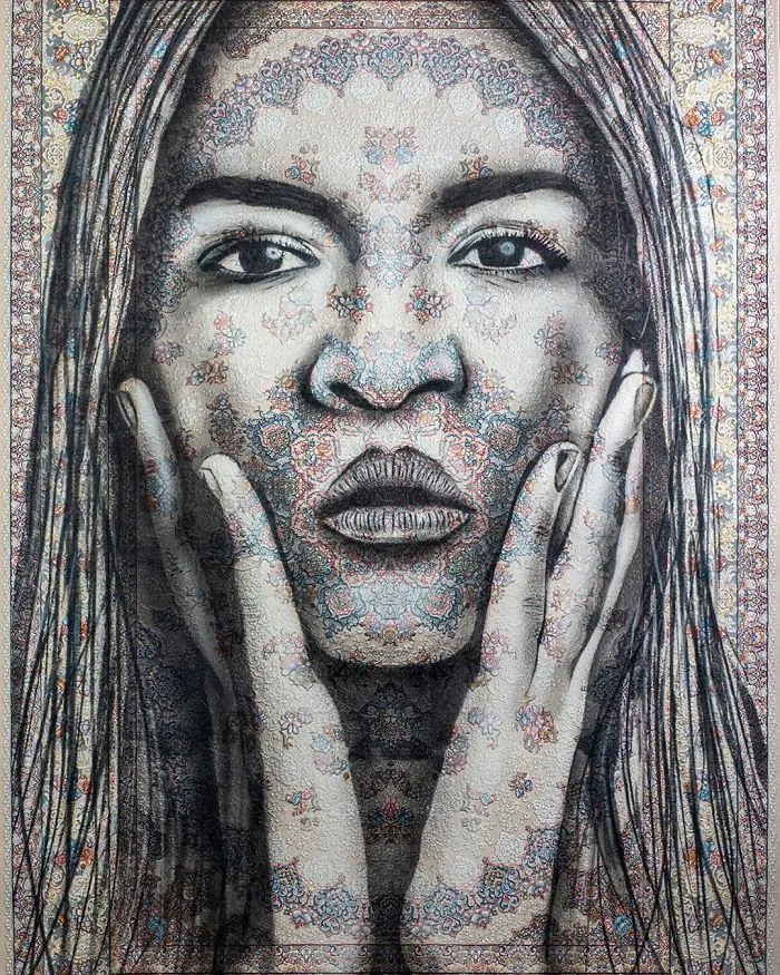 I Use Traditional Persian Rugs As Canvas To Spray-Paint Female Portraits (61 Pics)