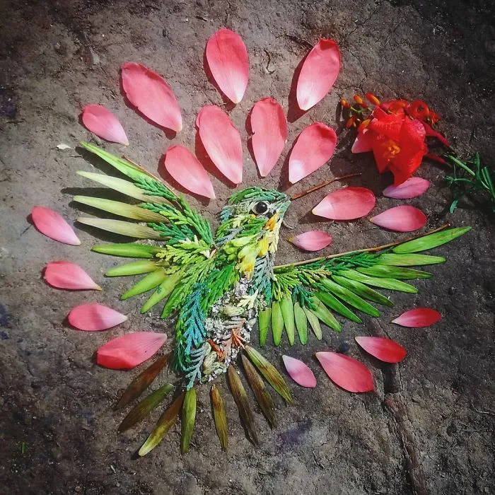 Artist Uses Leaves And Flowers To Create Mesmerizing Bird Portraits (30 Pics)