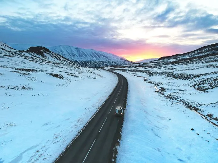 Driving Down A Lonely Road Before The Sun Rises