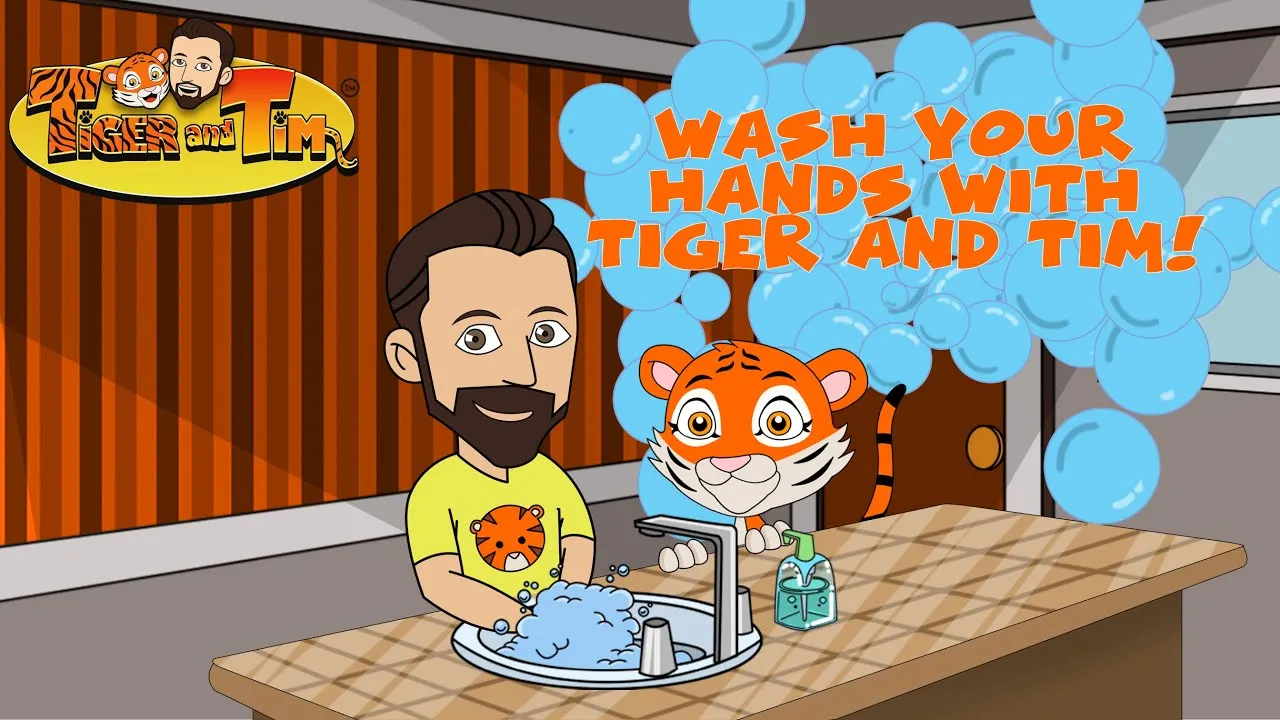 Wash Your Hands With Tiger And Tim | Learning Literacy Reading Education For Children And Kids