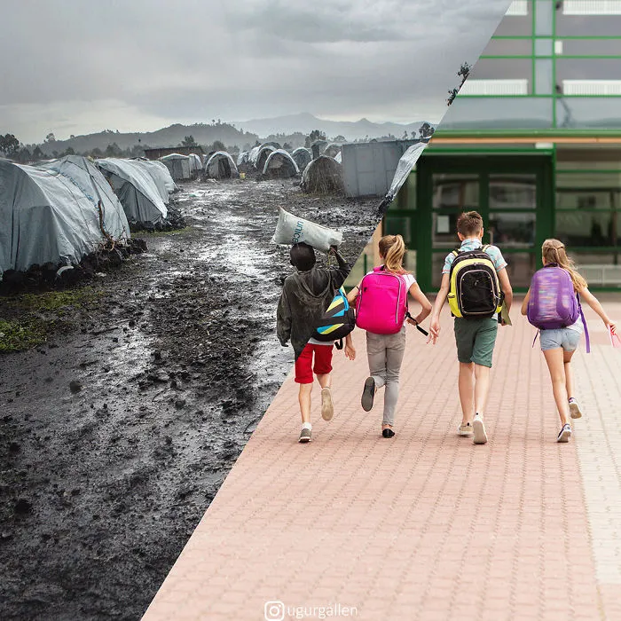 I Show The Contrast Between The Two Worlds That Our Children Currently Live In By Combining Photos (29 Pics)