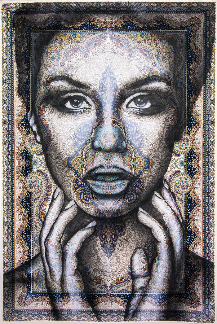 I Use Traditional Persian Rugs As Canvas To Spray-Paint Female Portraits (61 Pics)