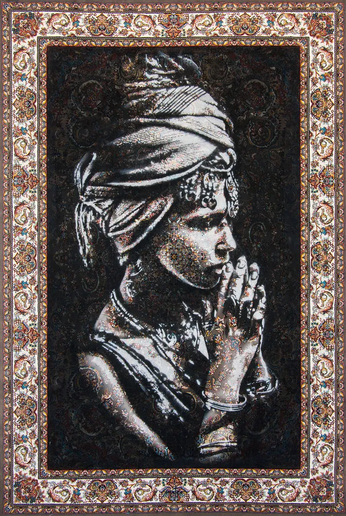 I Use Traditional Persian Rugs As Canvas To Spray-Paint Female Portraits (61 Pics)