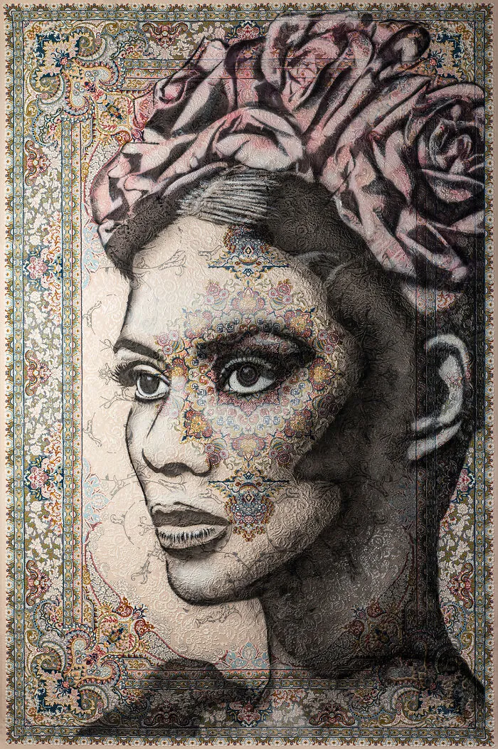 I Use Traditional Persian Rugs As Canvas To Spray-Paint Female Portraits (61 Pics)