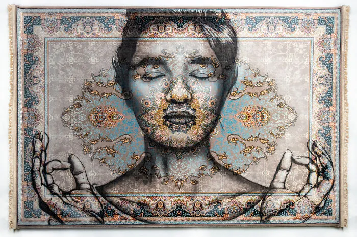 I Use Traditional Persian Rugs As Canvas To Spray-Paint Female Portraits (61 Pics)