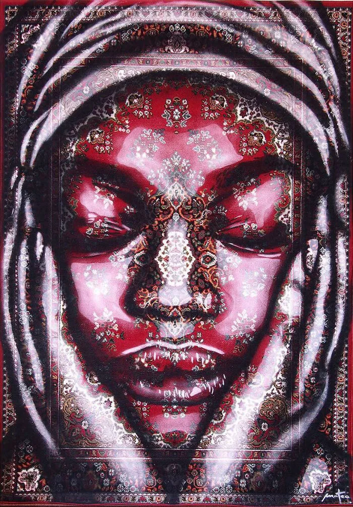 I Use Traditional Persian Rugs As Canvas To Spray-Paint Female Portraits (61 Pics)