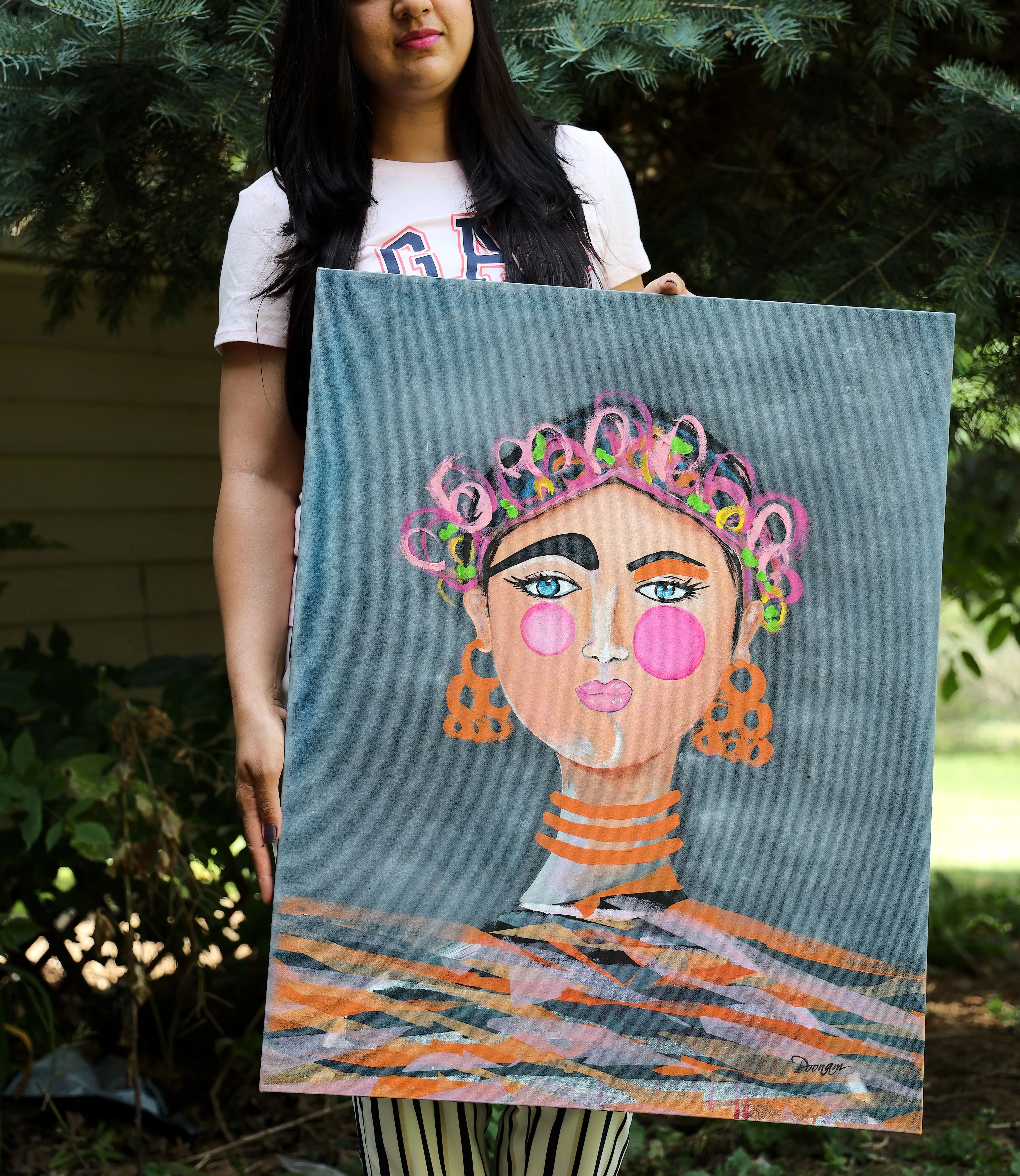Pooviartgallery- Original Portrait Painting Of Frida Kahlo