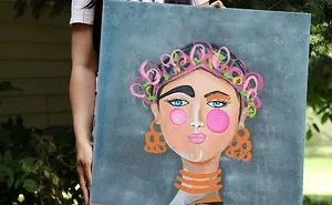 Pooviartgallery- Original Portrait Painting Of Frida Kahlo