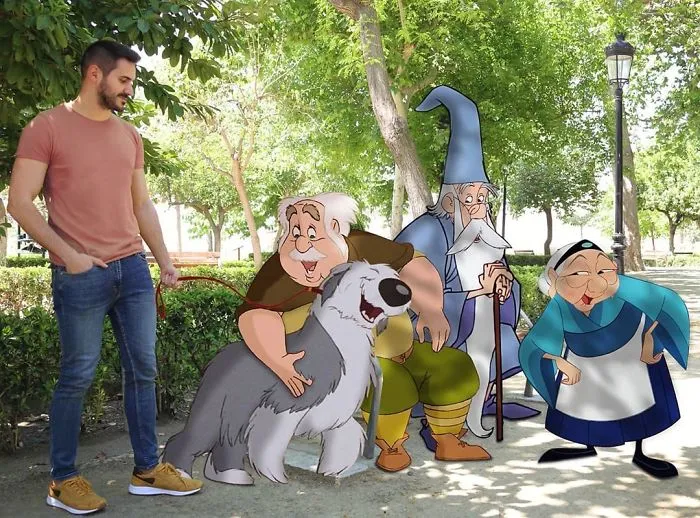 Este hombre mete a personajes Disney en sus fotos y parece que se divierten juntos (30 imágenes)