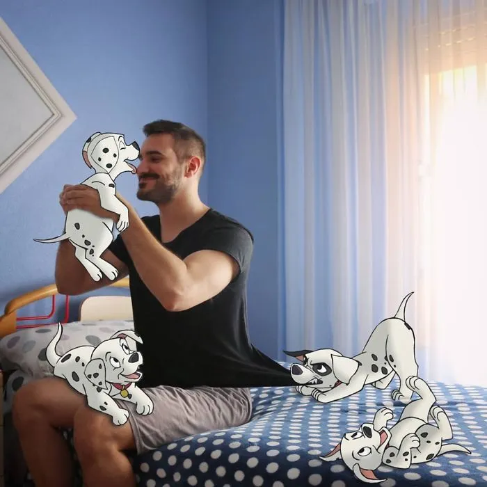 Este hombre mete a personajes Disney en sus fotos y parece que se divierten juntos (30 imágenes)