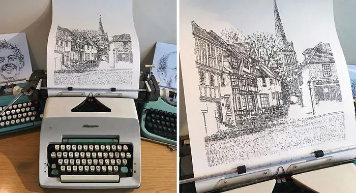 This Young Artist Draws With A Typewriter, And Here Are 30 Of His Impressively Detailed Images