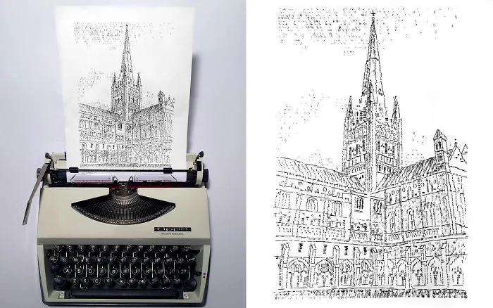This Young Artist Draws With A Typewriter, And Here Are 30 Of His Impressively Detailed Images