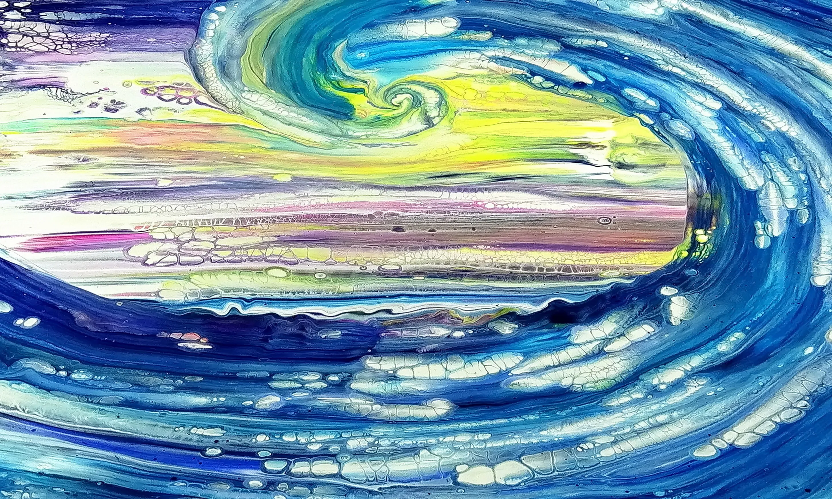Ocean Wave ~ Acrylic Pour Painting ~ My First Try ~ Swipe Technique