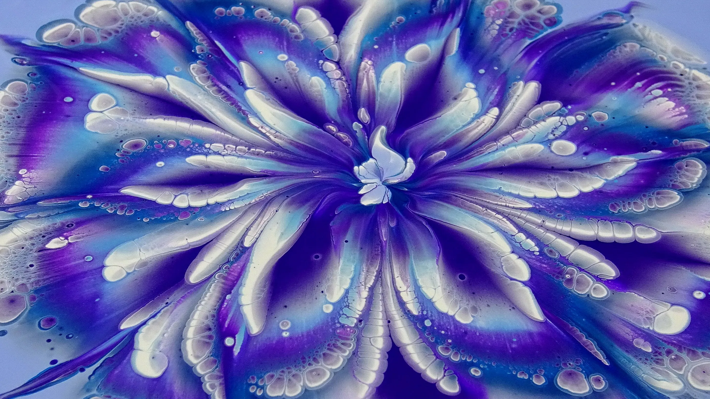 Violet ~ Acrylic Pour Flower Painting ~ Cup Bottom Reverse Flower Dip