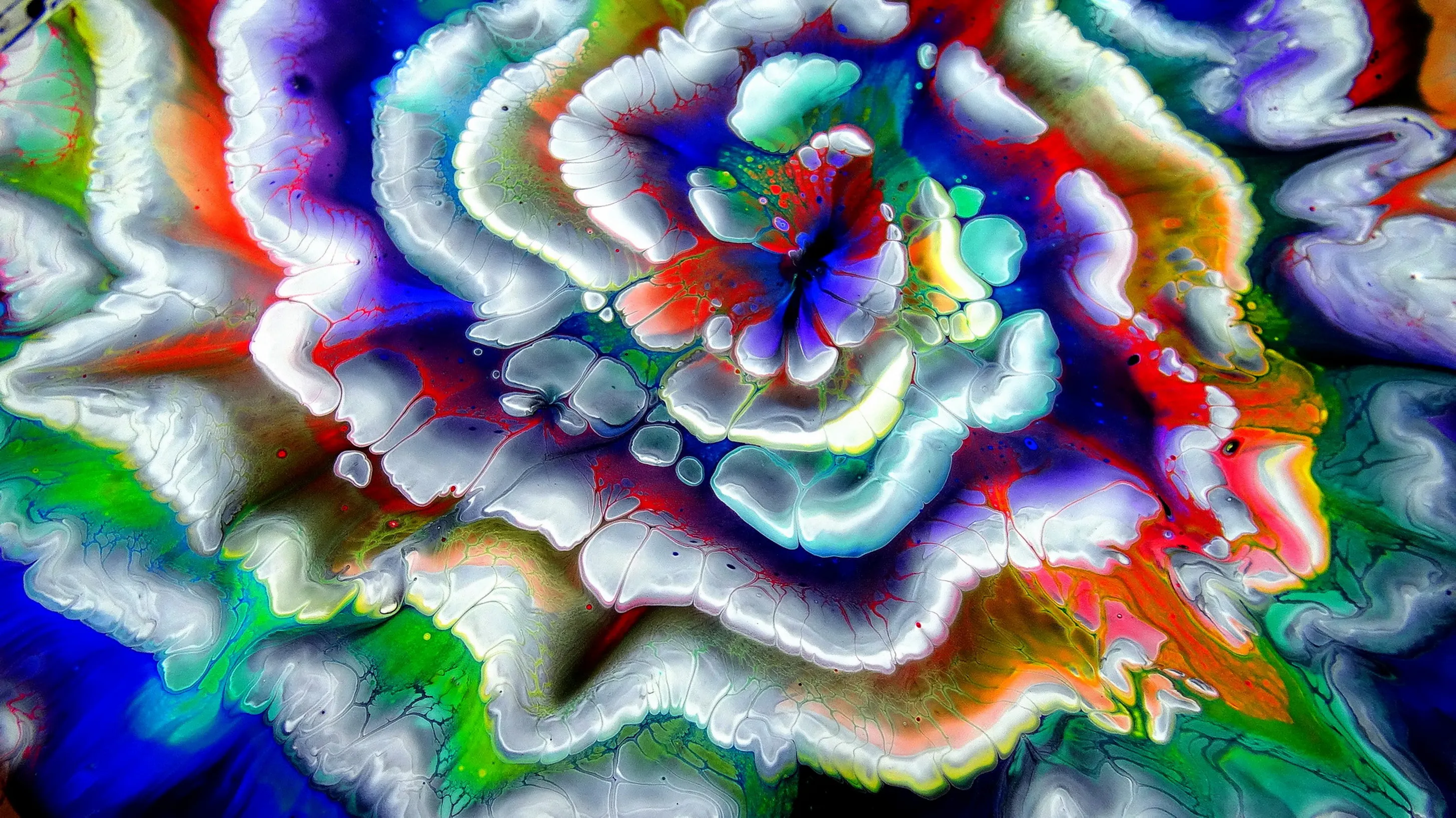 Spiral Reverse Flower Dip ~ Rainbow Week ~ Acrylic Pour Painting