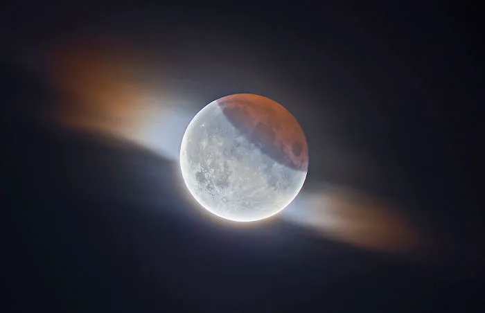 Our Moon Runner Up - 'Hdr Partial Lunar Eclipse With Clouds' By Ethan Roberts