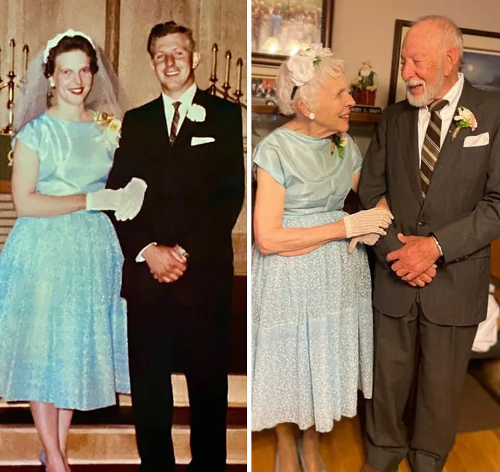 Same Wedding Outfits 60 Years Later
