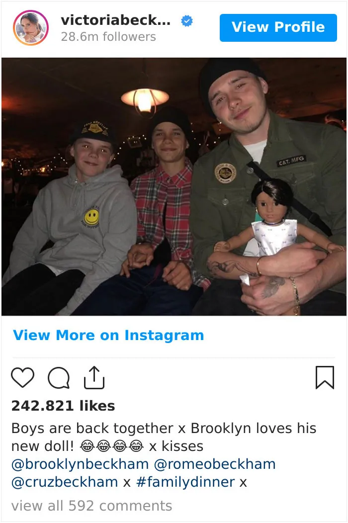When Victoria Beckham Trolled Her Son Brooklyn About Playing With Dolls