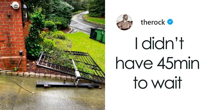 The Rock Pulls Off His Front Gate With His Bare Hands After Power Outage, Ryan Reynolds Has The Perfect Response